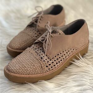 Eileen Fisher size 10 OATH Rare Nubuck Leather Woven Platform loafers